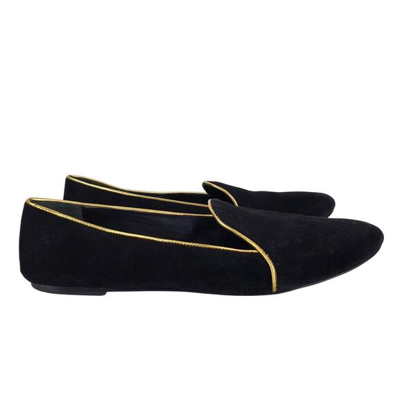 Brian Atwood Claudelle Mens Suede Black Smoking Slippers 8 Black Slip on Loafers - Picture 3 of 12